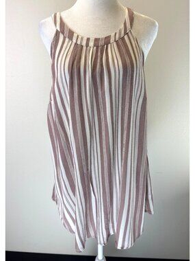 Torrid Striped Sleeveless Halter Top Keyhole Back & Lightweight Fabric Casual